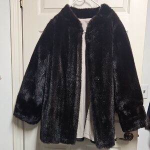 Vintage Reversible Black Faux Fur Coat